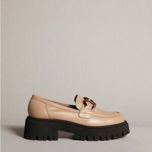 Karen Millen Beige Loafers with Chunky Black Sole